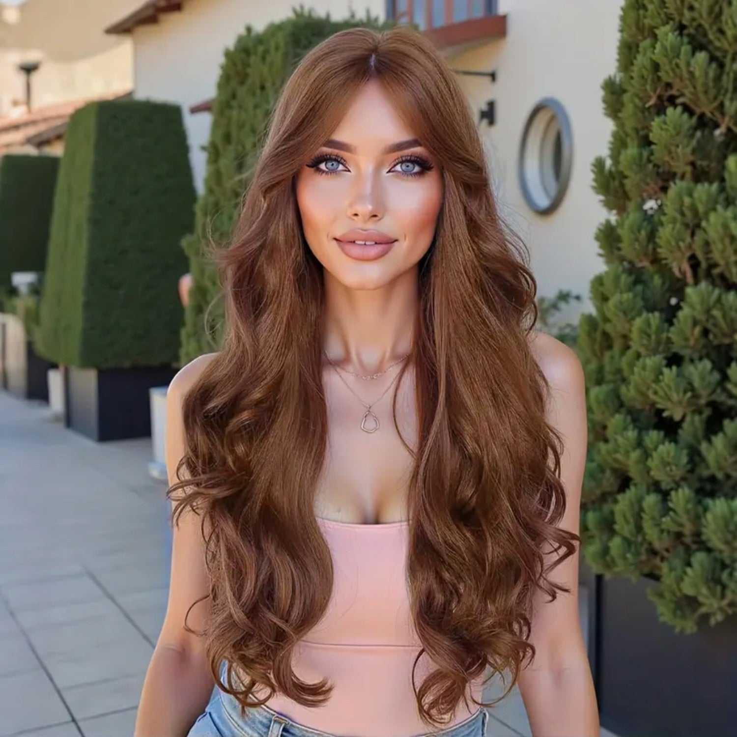 SAWA - Perruque 13x4  Lace Front  Chatain Clair miel Body Wave | Cheveux 100% Humains | Nialux Perruque