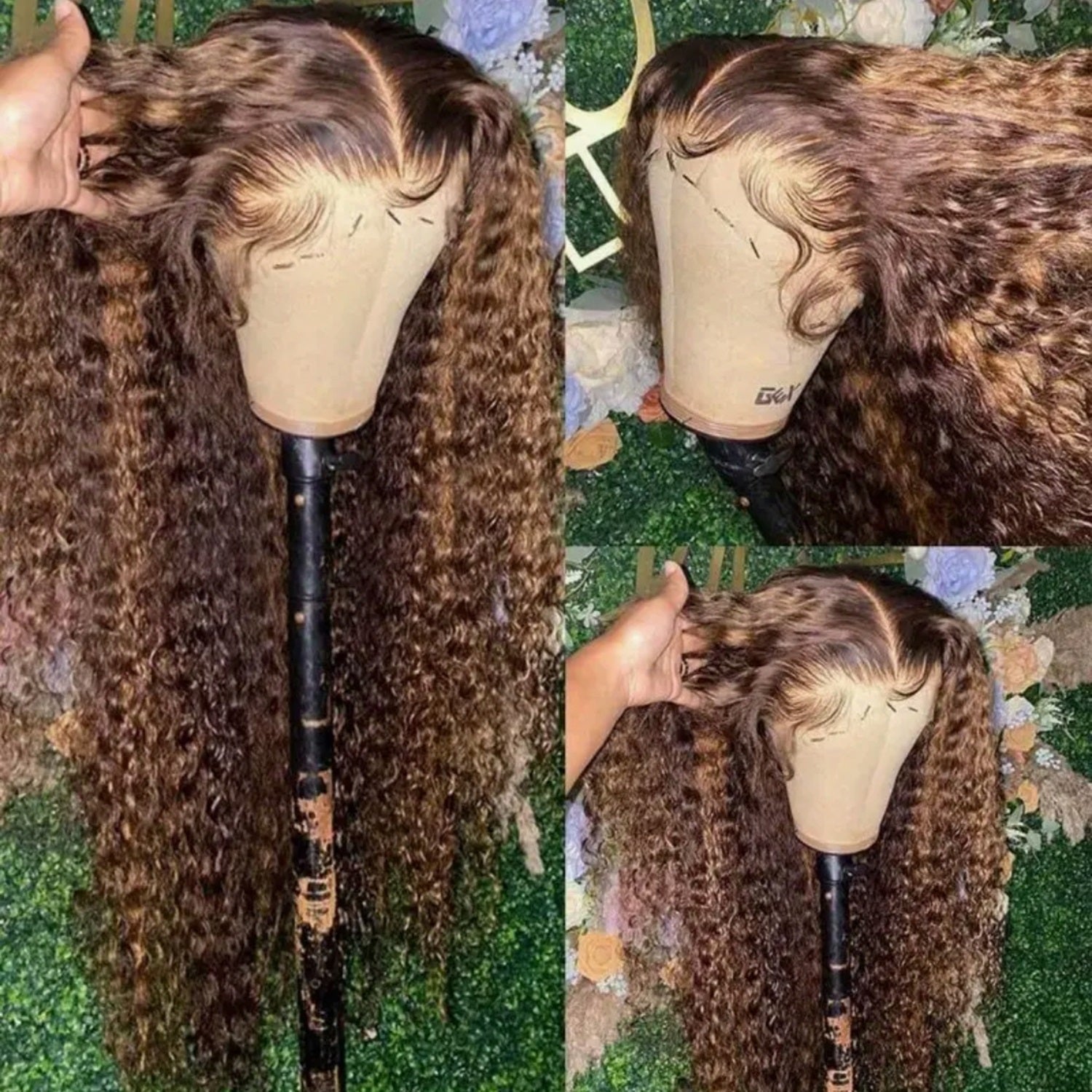 ZIA - Perruque 13x4  Lace Front  Chatain Clair miel Jerry Curly | Cheveux 100% Humains | Nialux Perruque
