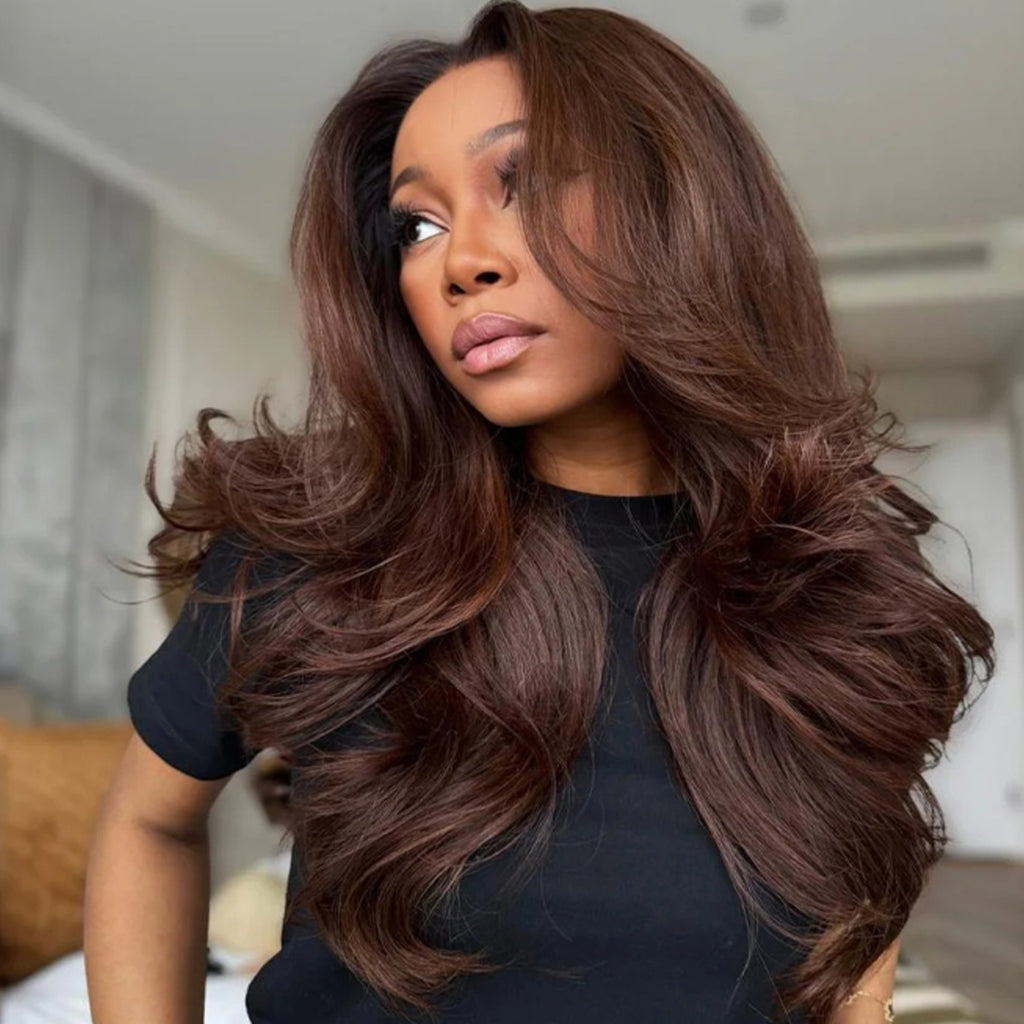 SAWA - Perruque 13x4  Lace Front  Chatain Clair miel Body Wave | Cheveux 100% Humains | Nialux Perruque