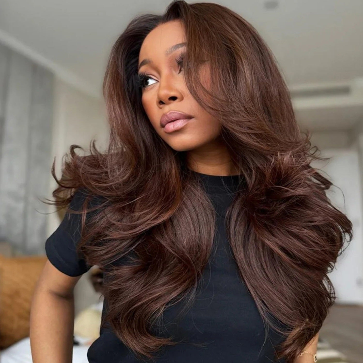 SAWA - Perruque 13x4  Lace Front  Chatain Clair miel Body Wave | Cheveux 100% Humains | Nialux Perruque