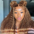 ZIA - Perruque 13x4  Lace Front  Chatain Clair miel Jerry Curly | Cheveux 100% Humains | Nialux Perruque