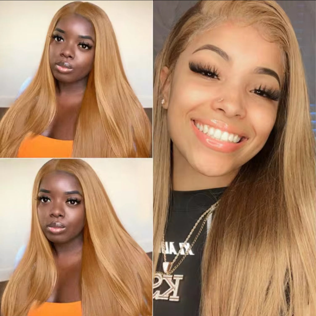 Perruque 13x4  Lace Front Honey Blonde & Rouge bug Straight | Cheveux 100% Humains | Nialux Perruque