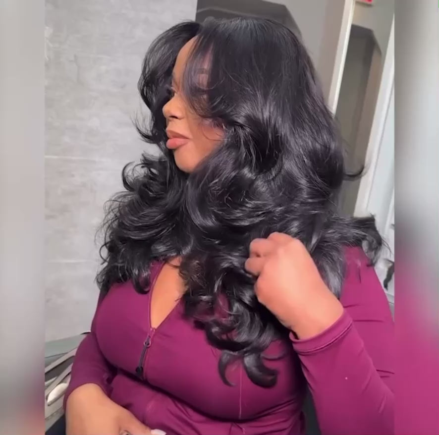 LUNA - Perruque 13x4  Lace Front  Noir Body Wave | Cheveux 100% Humains | Nialux Perruque