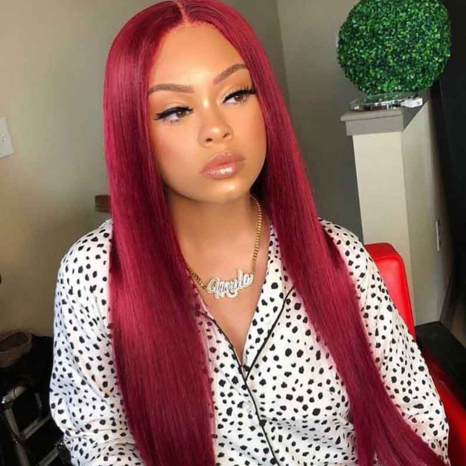 ZINA - Perruque 13x4  Lace Front  Rouge Bug  Body Wave | Cheveux 100% Humains | Nialux Perruque